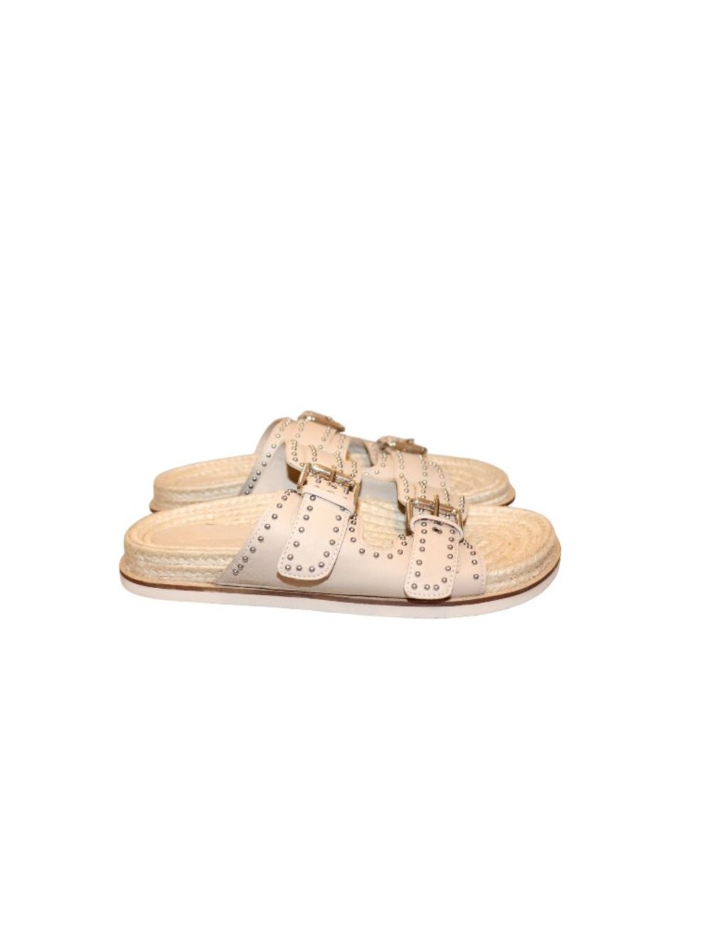Johnny Was STUDDED EVERYDAY BUCKLE SLIDE Sandals, Size 7 New